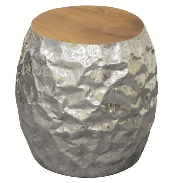 Aluminium Barel Stool W/ Recycled Teak Timber Top